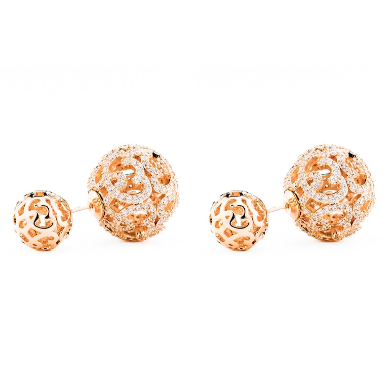 Monaco Gold Double Ball Earring/Double Sided Earring Etsy