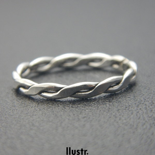 Thin Twisted Ring/Above Knuckle Ring/Sterling Silver Ring/Braided Stack Ring/Stack Twisted Ring Dainty/Thin Rope Ring Twisted/Braid Ring