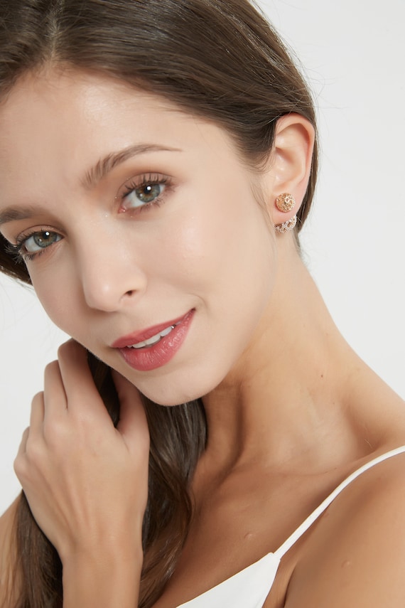Monaco Gold Double Ball Earring/double Sided Earring Gold