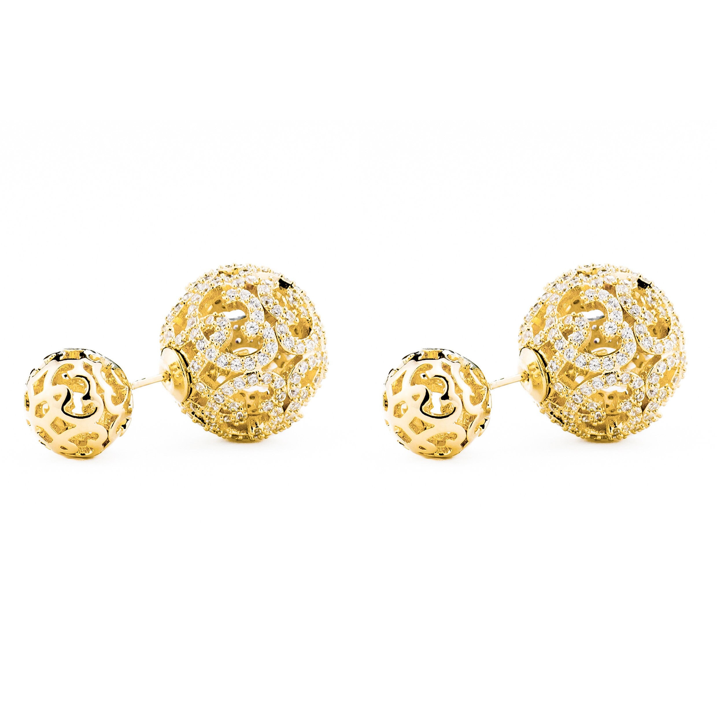 Monaco Gold Double Ball Earring