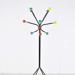 Mid century atomic coat stand, 1950s - vintage coloured ball coat stand - roger feraud style coat stand