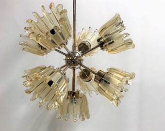 Vintage brass sputnik chandelier by doria, 1960s - mid century modern sputnik chandelier - vintage brass chandelier - glass chandelier