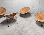 Vintage rattan tub chairs, 1960s - mid century modern rattan chairs - vintage conical rattan chairs - rattan lounge chairs