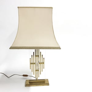 Vintage bronze table lamp, 1960s - lucite table lamp - hollywood regency table lamp - mid century table lamp - seventies table lamp