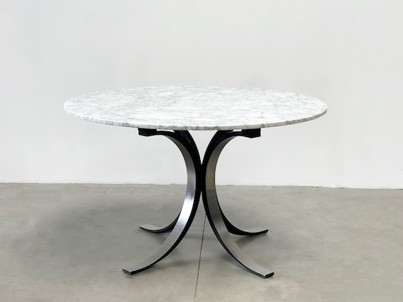 Vintage Round Marble Dining Table Model T69 by Osvaldo Borsani for