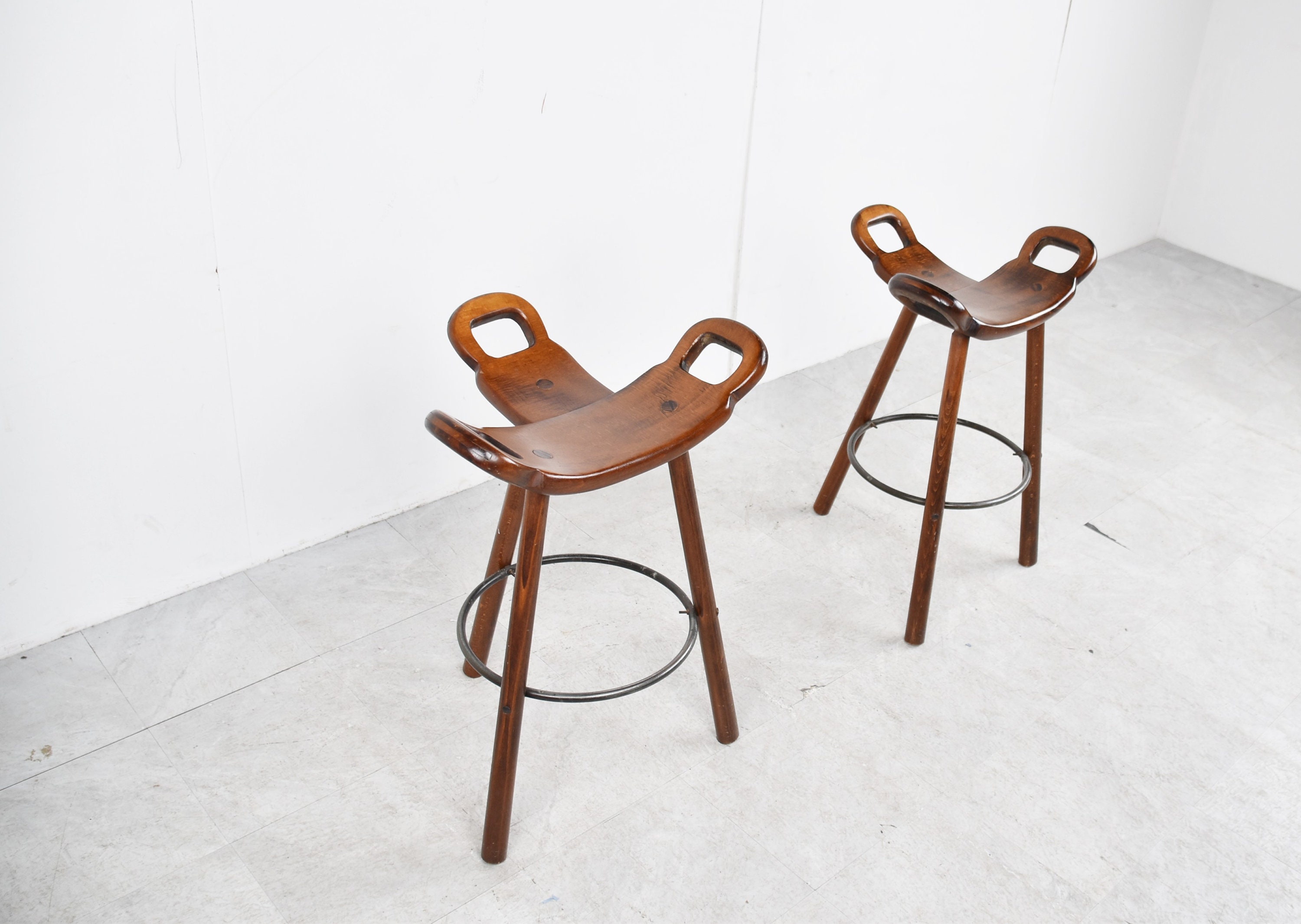 Mid Century Brutalist Bar Stools Set of 2 1960s Vintage Etsy Australia