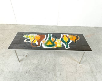 Vintage ceramic coffee table, 1960s - vintage ceramic tile coffee table - mid century modern coffee table