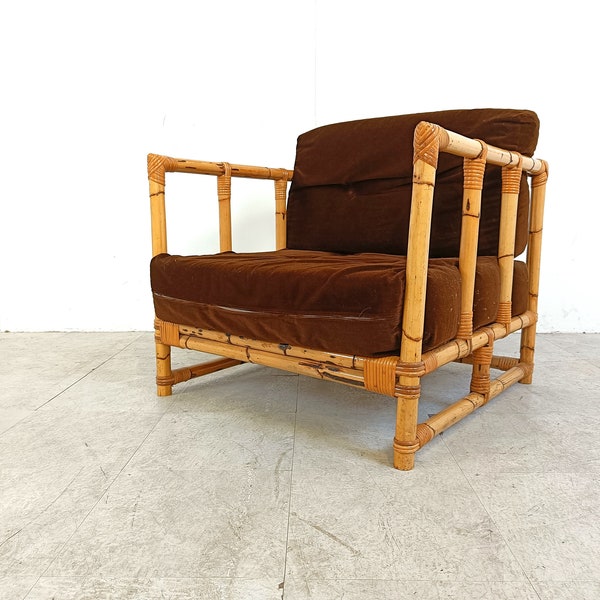 Vintage bamboo armchair, 1960s - bohemian chair - bamboo chair - vintage side chair - garden chair
