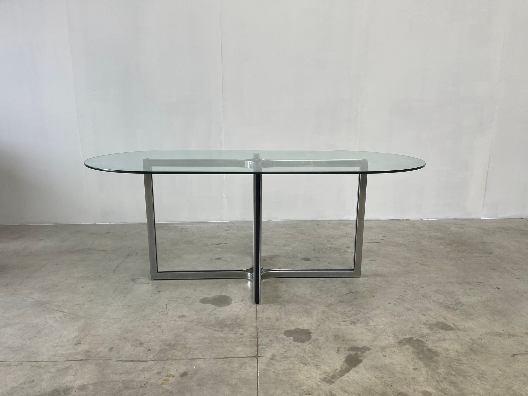  Mesa de comedor de cristal, moderna mesa de comedor de vidrio  templado con base cruzada para 4 personas, mesa de comedor redonda grande  de vidrio : Hogar y Cocina
