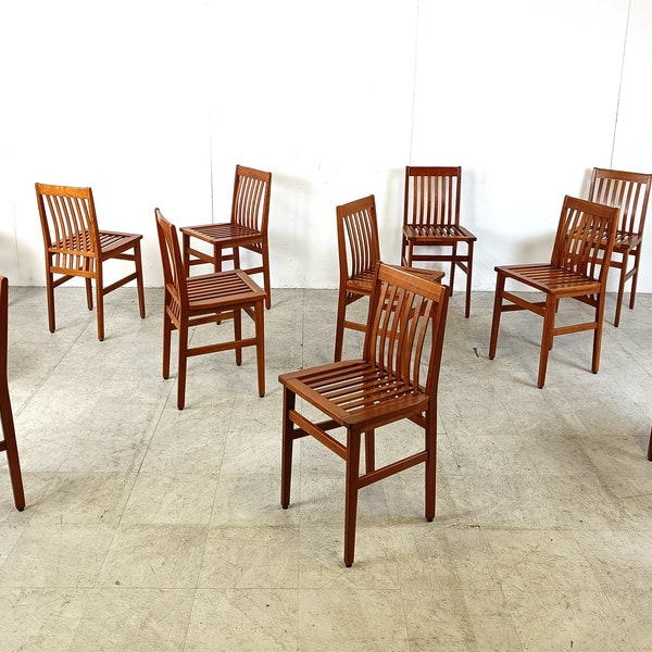 Milano Chairs by Aldo Rossi for Molteni, Set of 12 - vintage italian dining chairs - italian design dining chairs - wooden dining chairs