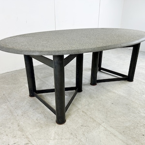 Oval dining table in the manner of Jan Vlug, 1970s -vintage design dining table - vintage stone dining table - oval dining table