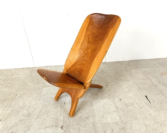 Vintage african birthing chair, 1950s - mid century african chair - congolese chairs - african lounge chair - wooden lounge chair