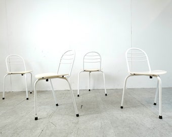 Postmodern tripod dining chairs, 1980s - vintage tripod dining chairs - vintage design dining chairs