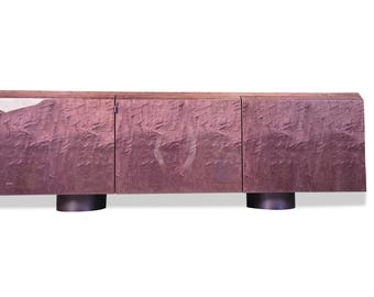 Burl wood credenza by Giovanni Offredi For Saporiti, 1970s - vintage italian bar cabinet - italian modern sideboard - post modern sideboard