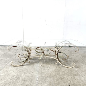 Vintage hollywood regency coffee table, 1970s - mid century modern coffee table - gold leaf coffee table - hans kogl coffee table