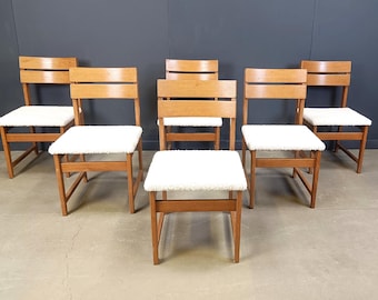 Vintage brutalist dining chairs, set of 6 - 1970s - vintage wooden chairs- brutalist chairs- mid century dining chairs - vintage chairs