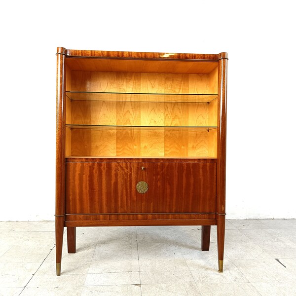 Art deco 'Voltaire' cabinet by Decoene Frères, 1950s - mahogany cabinet - art deco design cabinet - wooden cabinet