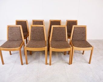 Vintage scandinavian dining chairs 1960s set of 8  - mid century dining chairs - vintage oak dining chairs - danish dining chairs