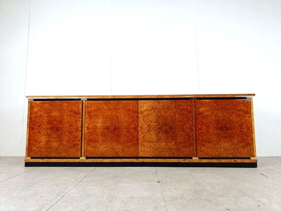 Vintage Burl Wood Credenza by Guerini Emilio for GDM Design 1980s