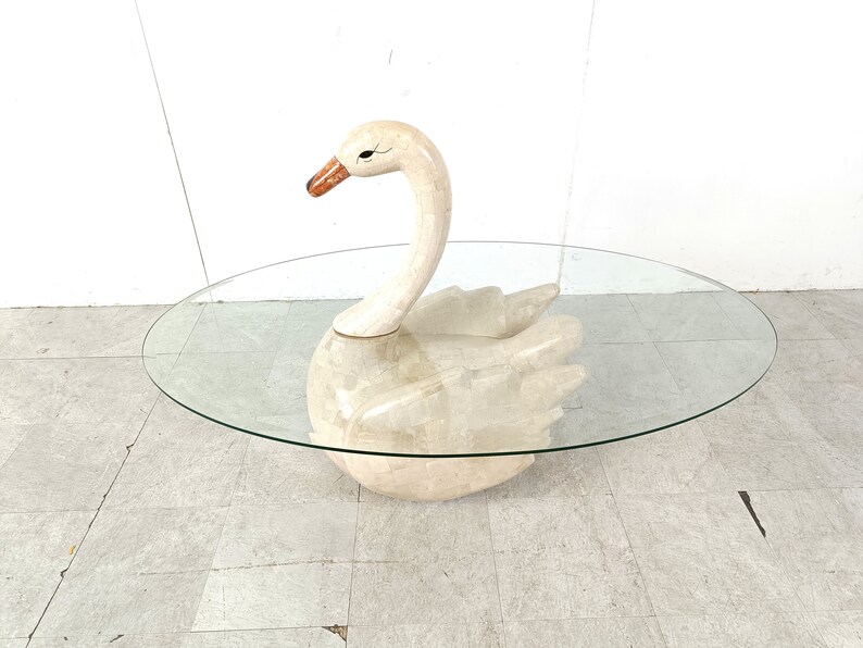 Vintage tesselated swan coffee table, 1980s vintage stone coffee table marble coffee table image 2