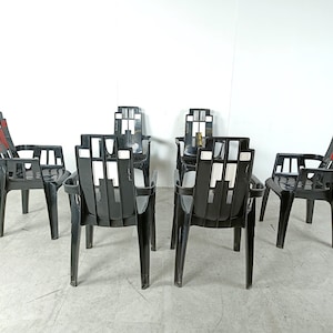 Boston Chairs by Pierre Paulin for Henry Massonnet, 1988, Set of 6 - vintage garden chairs - plastic  dining chairs