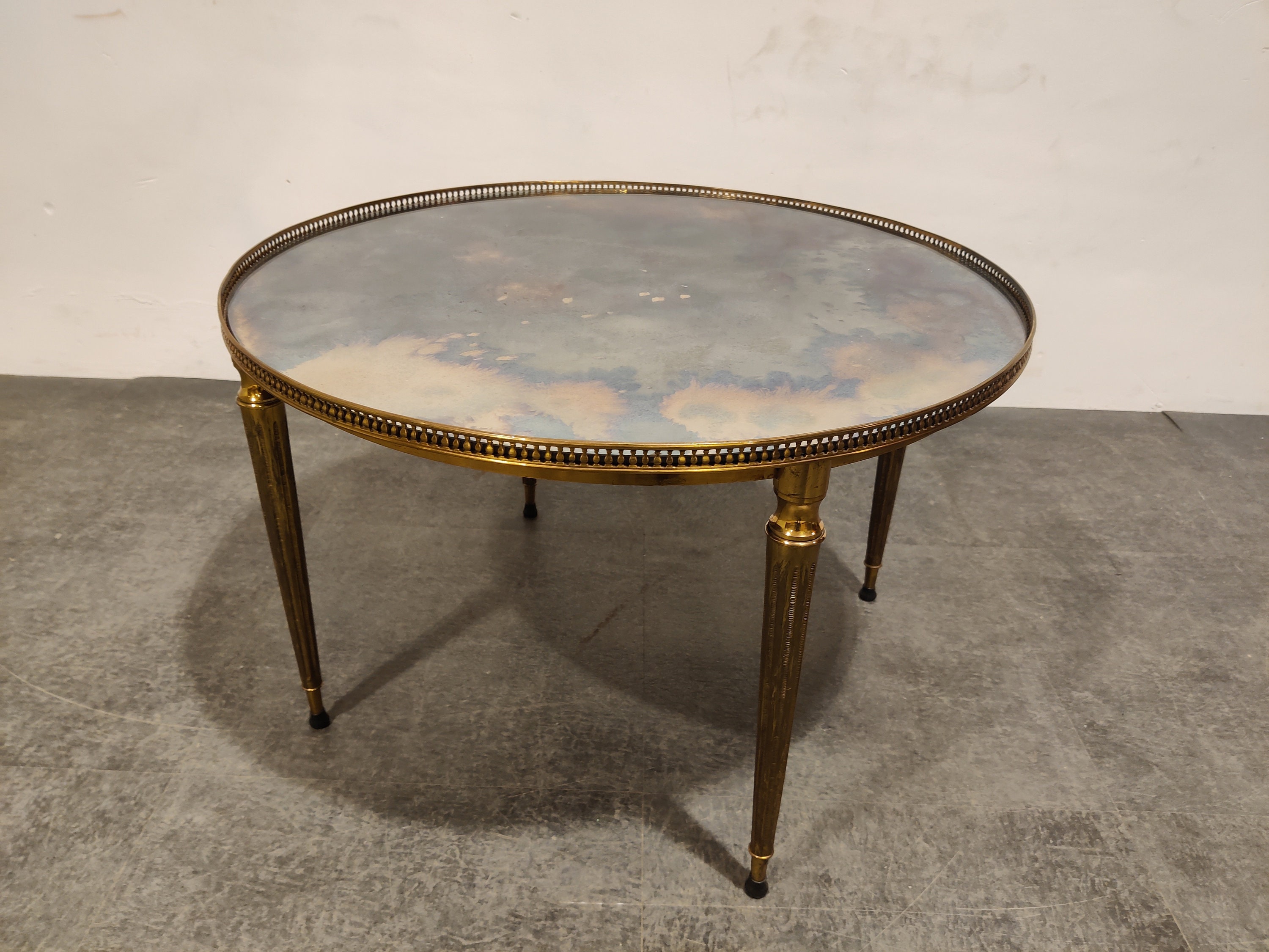 Round Neoclassical Coffee Table 1960s Vintage Coffeet Able Etsy