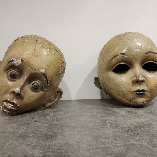 Large antique papier maché carnival masks, 1900s - antique carnival masks - vintage carnival - folk art masks