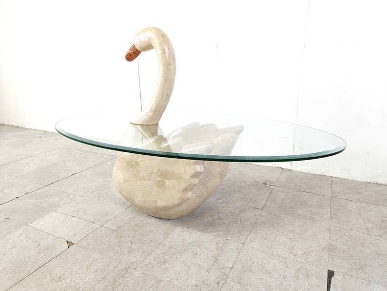 Vintage tesselated swan coffee table, 1980s vintage stone coffee table marble coffee table image 6