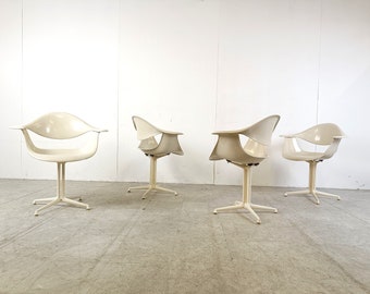 Space Age Daf Chairs by George Nelson for Herman Miller, Set of 4 - vintage fiberglass chairs - design dining chairs 1960s