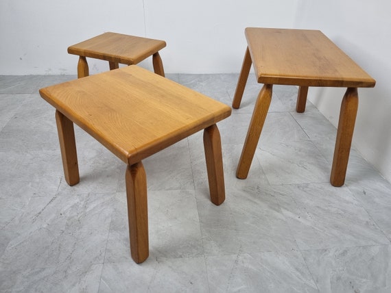 Vintage brutalist nesting tables, 1960s - vintage side tables - vintage side tables - brutalist tables - mid century tables