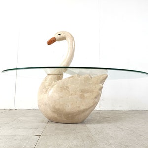 Vintage tesselated swan coffee table, 1980s vintage stone coffee table marble coffee table image 3