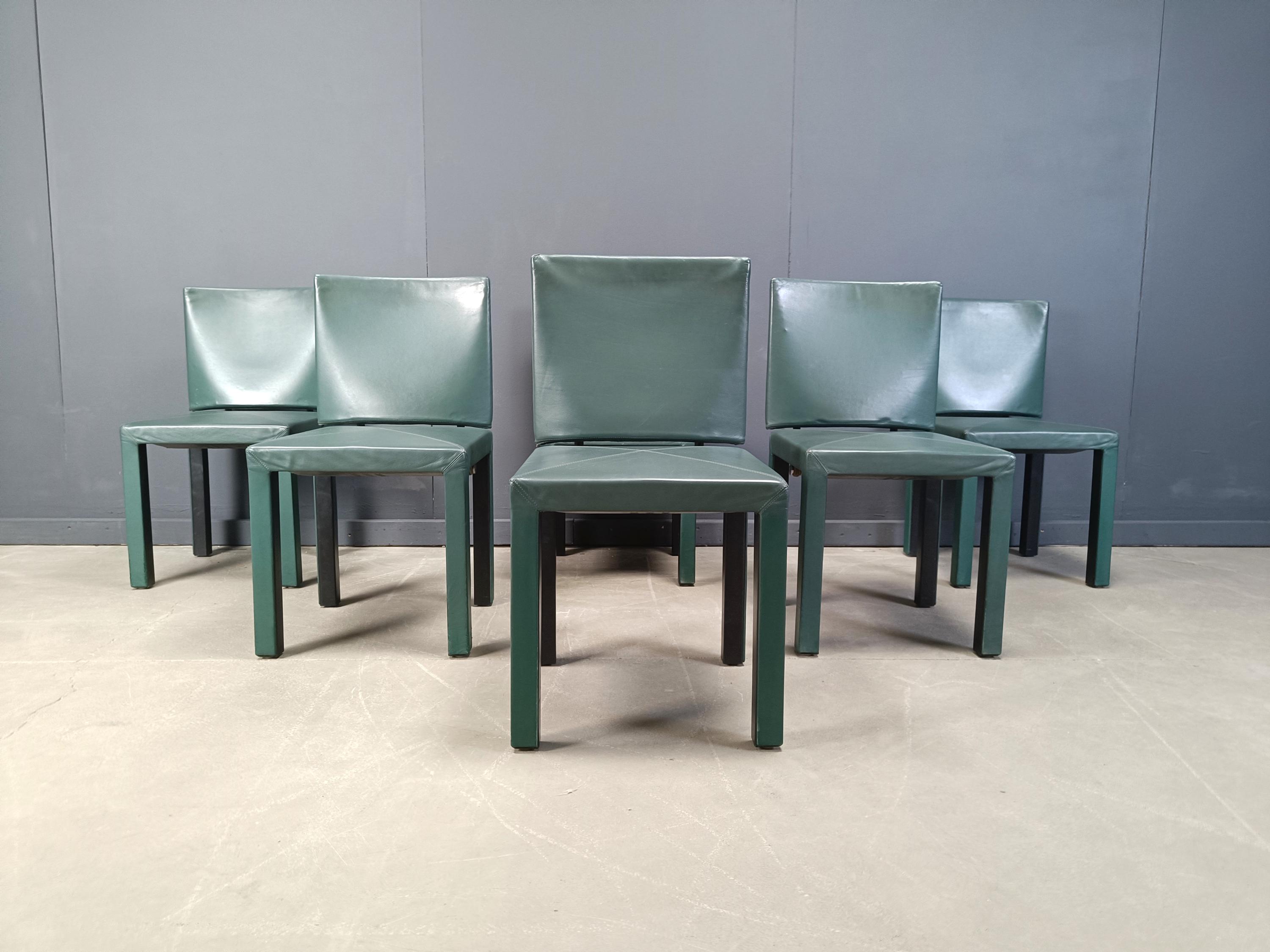 Arcadia dining chairs by Paolo Piva for B& B Italia set of 6  - italian design dining chairs - vintage dining chairs - leather dining chair
