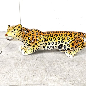 Ceramic Hand Painted Leopard, 1960&#39;s Italy - Vintage leopard - Italian design - Modernist - Mid-century Modern - ceramic