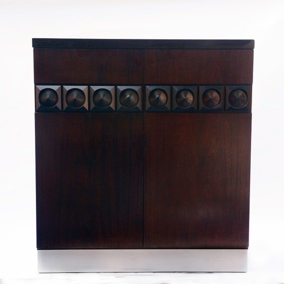 Brutalist Bar Cabinet, 1970s Mid Century Brutalist Bar Cabinet Vintage Bras  Cabinet Mid Century Modern Oak Bar Cabinet 