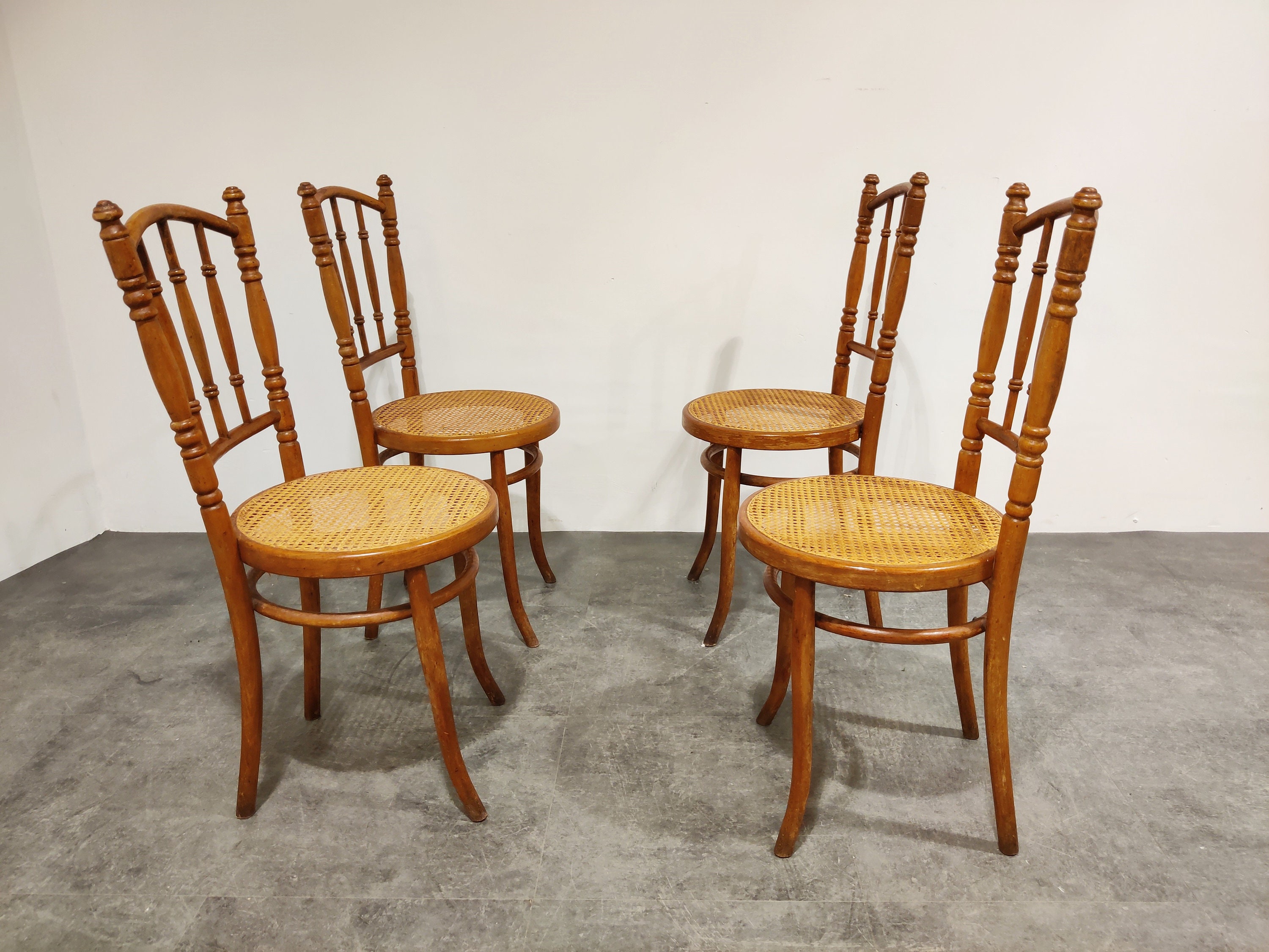 Set of 4 Vintage Bistro Chairs 1950s Antique Dining Chairs