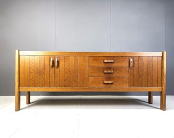 Vintage oak sideboard, 1960s - rustic sideboard - rustic cupboard - rustic cabinet - solid wooden sideboard