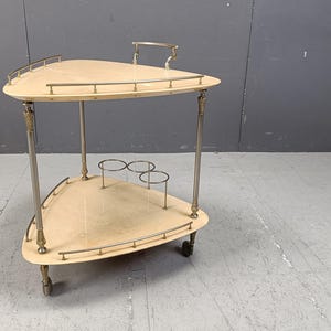 アルド・トゥーラによるイタリア製ラッカー仕上げのヤギ革/羊皮紙製サービングバーカート、1960年代 - ヴィンテージデザインのトロリー - シックなイタリア製ヴィンテージバーカート