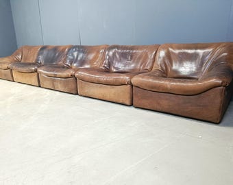 Sofá modular vintage DS46 de cuero de 5 piezas de De Sede, década de 1970 - sofá moderno de mediados de siglo - sofás de cuero - sofá grande - conjunto de sofás de sala de estar