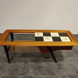 Vintage hidden bar coffee table by Alfred Hendrickx for Belfom, 1950s - mid century modern coffee table - vintage coffee table