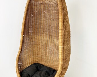 Nanna Ditzel hanging egg chair, 1960s - vintage wicker hanging chair - vintage wicker egg chair - vintage design chair