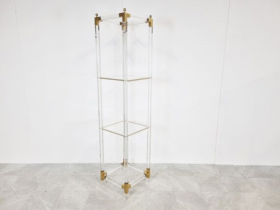 Vintage Lucite and Brass Etagere, 1970s Charles Hollis Jones Etagere  Bookcase -  Canada