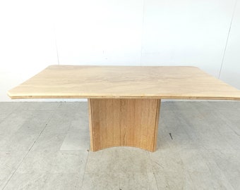 Vintage travertine dining table, 1970s - italian travertine dining table - vintage stone dining table - marble dining table