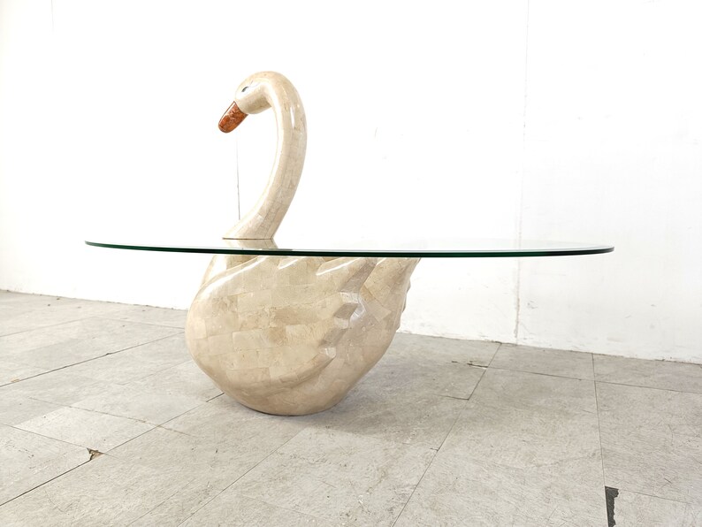 Vintage tesselated swan coffee table, 1980s vintage stone coffee table marble coffee table image 7