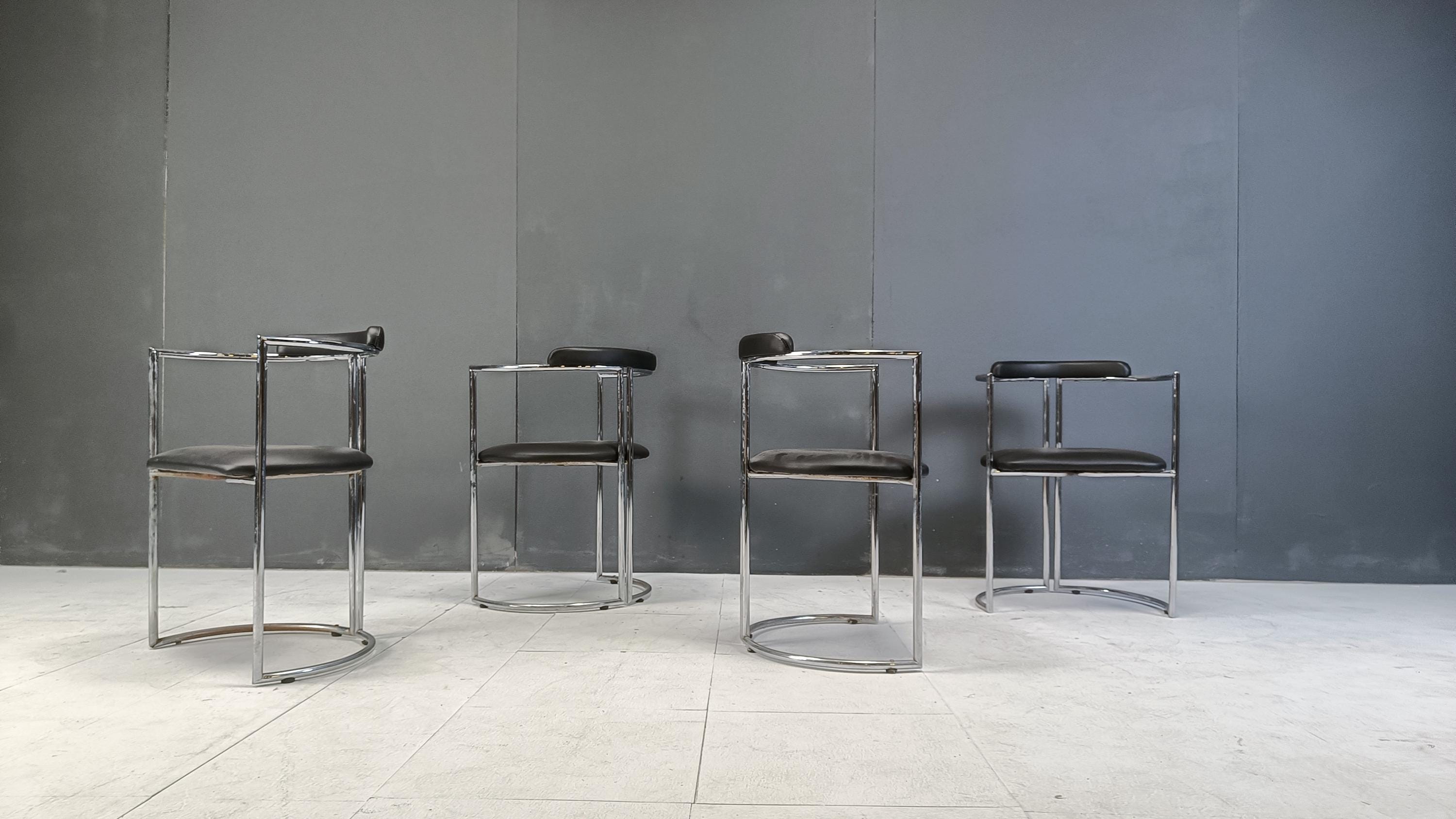 椅子 vintage 90's Postmodern Chair Swedish Postmodern Hasslo Armchair in Orange Metal by Monika