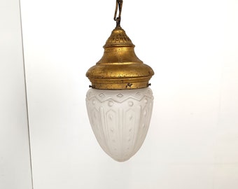 Vintage neoklassieke hanglamp, jaren 50 - vintage vergulde metalen hanglamp