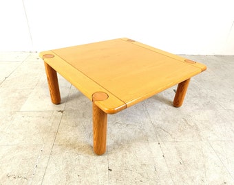 Mid century wooden coffee table, 1970s - vintage design coffee table - interlocking coffee table