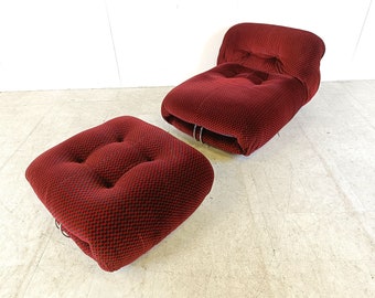Soriana lounge chair with ottoman by Afra & Tobia Scarpa for Cassina, 1970s - vintage design lounge chair - vintage design classic