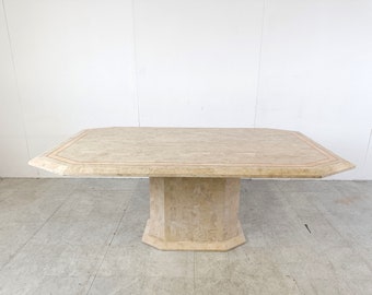 Vintage tesselated stone dining table by Maithland smith, 1970s  - large dining table - stone table - vintage dining table