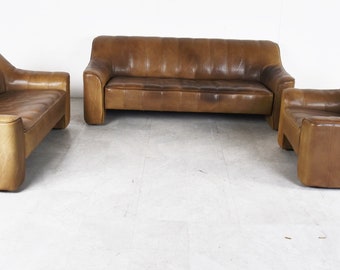 De Sede DS44 sofa set, 1960s - mid century modern leather sofa - vintage leather sofa - brown leather sofa - extendable sofa