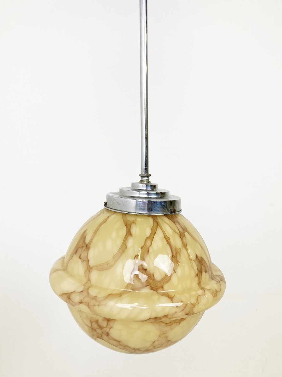 Antique Art Deco Pendant Light 1930s - Art Deco Hallway Light - Marbled ...